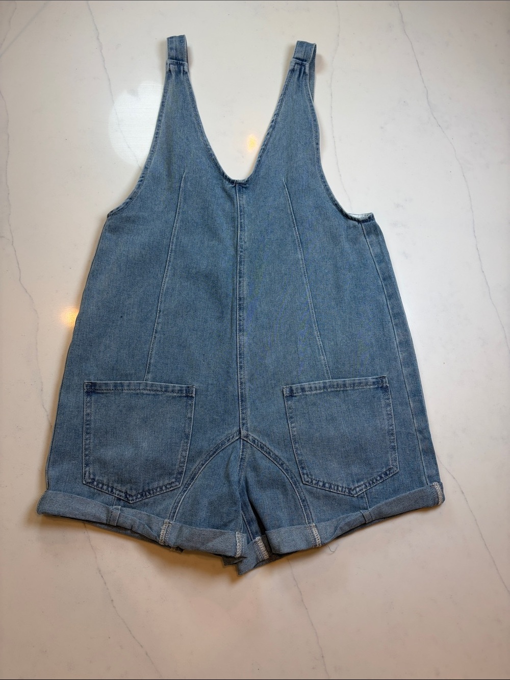 Denim Short Overalls - Light Blue
